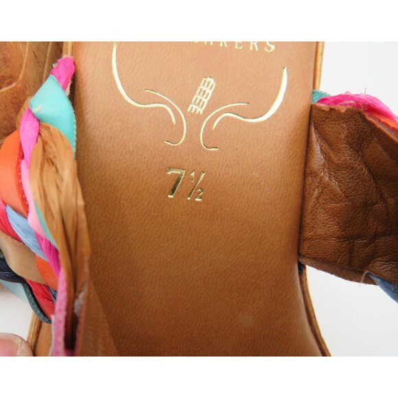 Italian Shoemakers Wedge Sandals Womens Size 7.5 Made in Italy Multicolor Cork - Picture 11 of 11